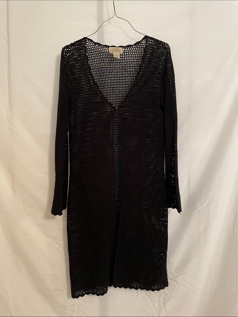 St. John's Bay Black Open-Knit Long Sleeve Cardigan jacket